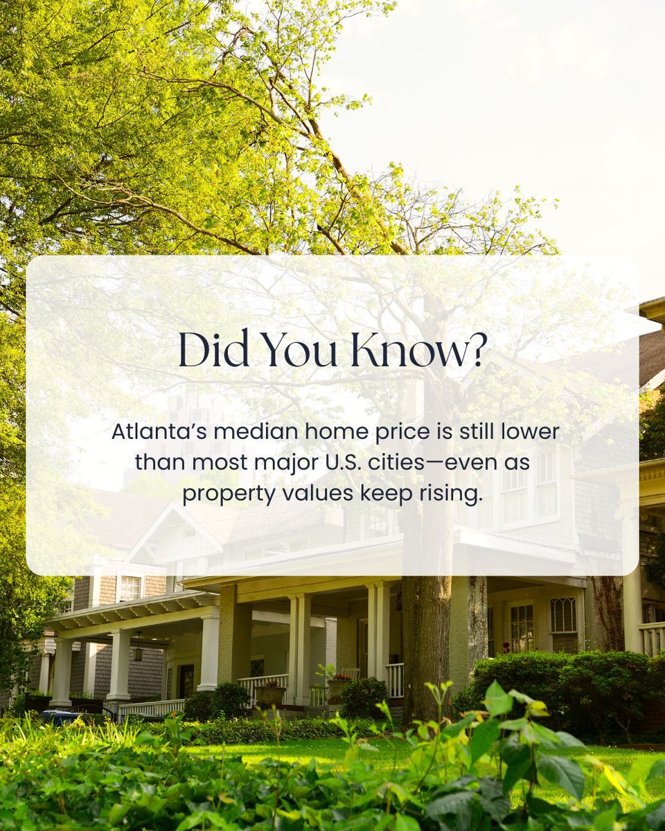 _EricaMann's tweet image. Fun Fact Friday! Atlanta offers big city perks with smaller price tags—making it one of the best-value markets in the U.S. 💸🏡

➡️ Comment &quot;VALUE&quot; if you want a list of Atlanta’s most affordable high-growth areas!

#FunFactFriday #AtlantaRealEstate #InvestSmart #AffordableLiving
