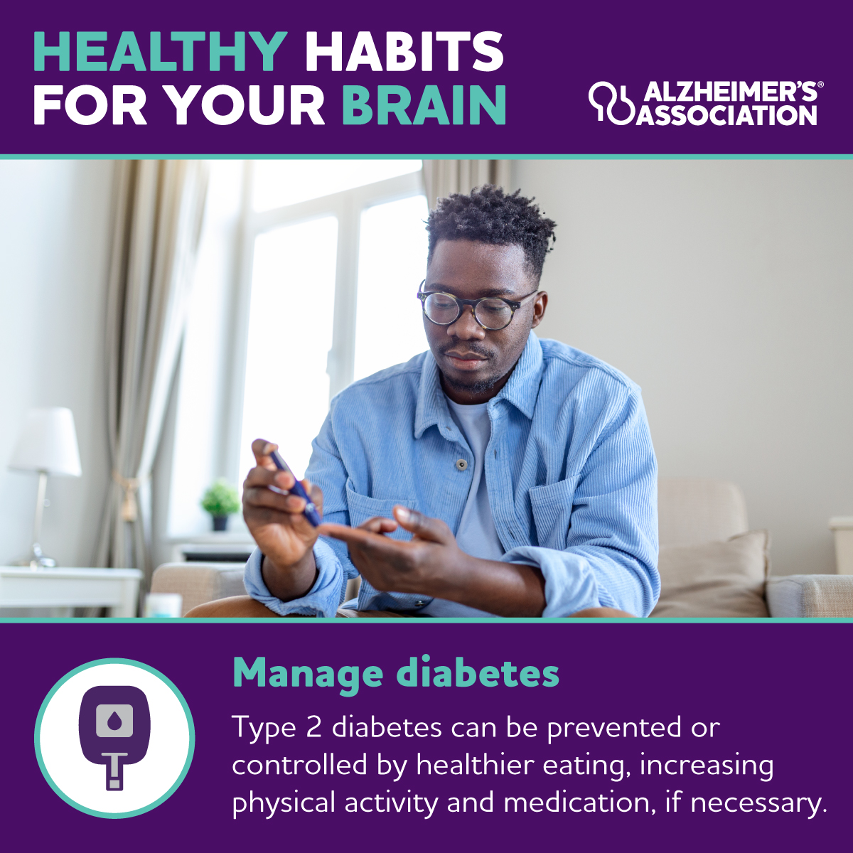 On #WorldDiabetesDay, we encourage you to take steps like eating healthier, increasing your physical activity, and taking medication, if necessary, to prevent or control Type 2 diabetes. You’ll be doing your body and brain a favor. Learn more at alz.org/healthyhabits.