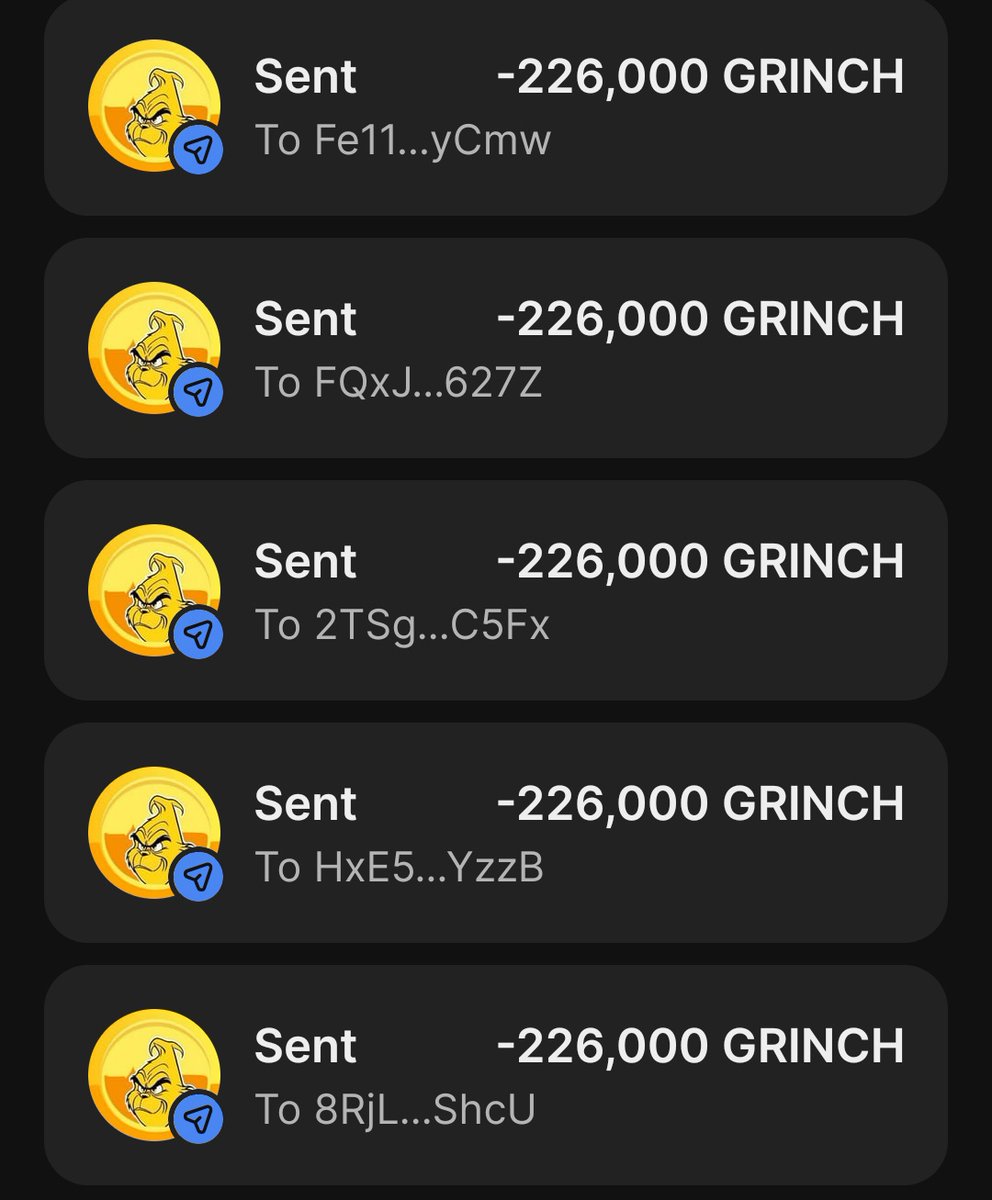 $GRINCH Airdrop open for 12 hours 🔥 

Drop your Solana $SOL address below &amp; RT 🪂

Every wallet gets 226000 $GRINCH 

Check your Wallet in 12h ! ⏰