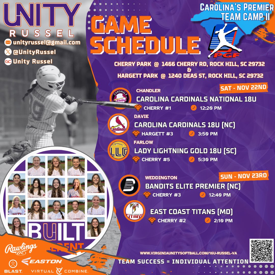 UnityRussel's tweet image. We are off this weekend to get us ready to close out the 🍁fall🍁season with a 💣BANG💣 @ the @PGFnetwork Carolina Premier Team Camp in Rock Hill, SC on 11/22 &amp;amp; 11/23. Playing @ both Cherry &amp;amp; Hargett Parks. Looking forward to great competition and opportUnity for our players to…