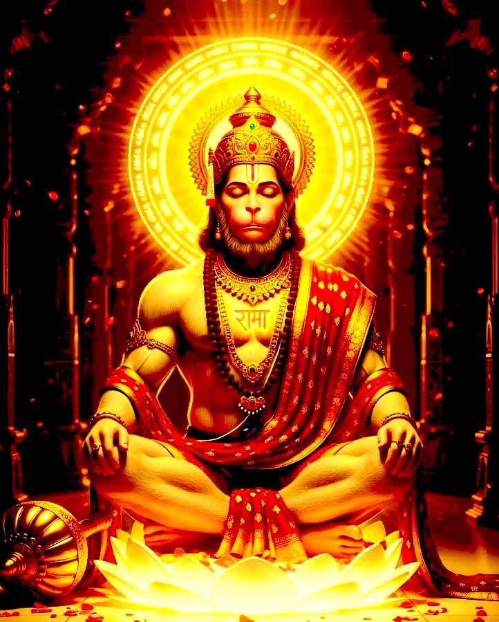 AtivAb's tweet image. आञ्जनेय मतिपाटलाननं
काञ्चनाद्रि कमनीय विग्रहम्
पारिजाततरुमूल वासिनं,
भावयामि पवमान नन्दनम्
अर्थ–जिनका मुख अरुण कमल के समान 
लाल है, जिनका शरीर स्वर्ण पर्वत की तरह 
दीप्तिमान है,जो पारिजात वृक्ष की छाया में 
विराजमान रहते हैं, उस पवनपुत्र हनुमान
का हम ध्यान करते है.श्रीहनुमते नमः