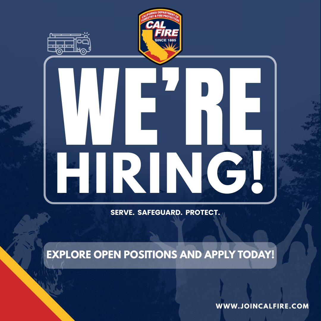 🔥We’re Hiring🔥Looking for a career that makes a real difference? Join CAL FIRE and take your place on the front lines of California’s fire and emergency response. Learn more at joincalfire.com!