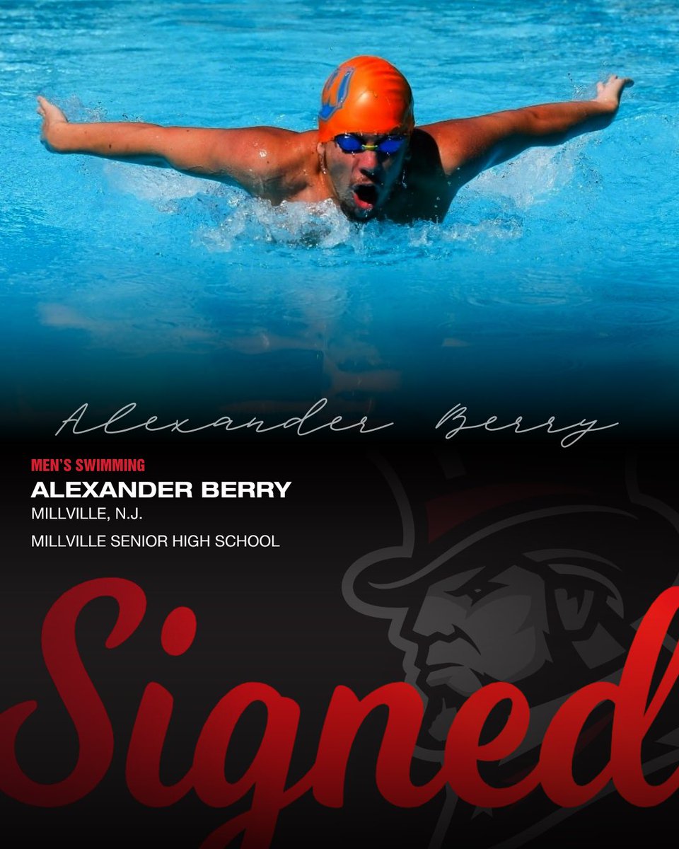 SenatorNation's tweet photo. ✍️ Welcome to Senator Nation, Alexander Berry! From Millville, N.J., he’ll compete with the Senators Men’s Swimming program in the 2026-27 season!🏊♂️
#Signed #RollSens #FutureSenators https://t.co/MNP5gW7TPe