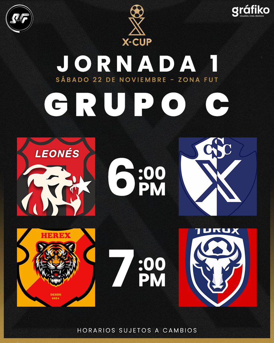 Una semana para que de inicio la #XCupTres.
Le recordamos a los equipos estar una hora antes de su encuentro.

- Revisión de jugadores inscritos. 
- Utilización de camerinos.
- Calentamiento previo.

<a href="/FCThunderstruck/">FC Thunderstruck</a> <a href="/HereXFC/">HereX</a> <a href="/SoloFiebres/">Solo para Fiebres</a> <a href="/JBoban17/">𝓣𝓾𝓬𝓪</a>
#XCupCRInvierno2025