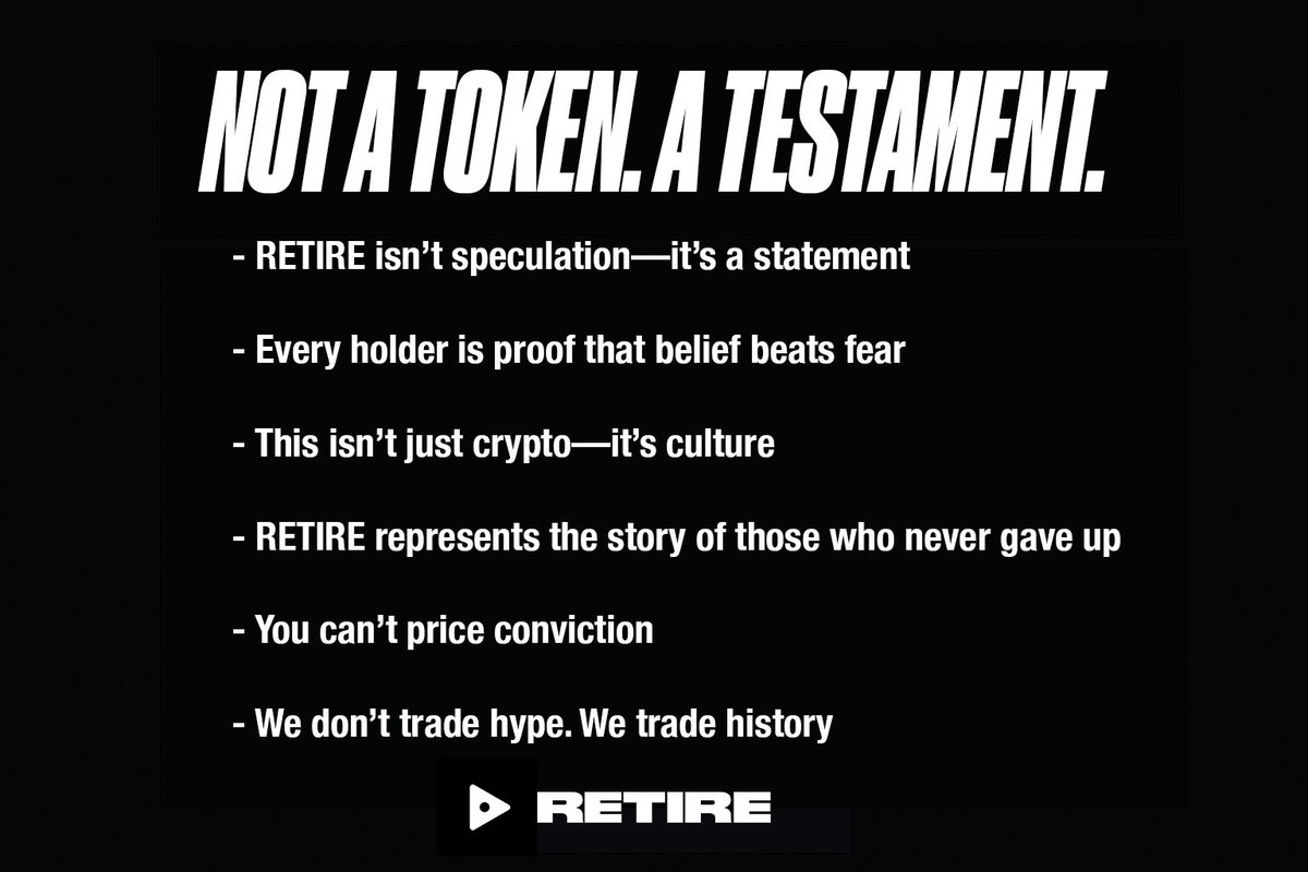 br3akthematr1x's tweet photo. Retire isn’t just a token, it’s a testament to a bright future. A future where you’re completely free from the system to live out your life with the people you care about. 

$RETIRE is different. $RETIRE is my Last Play. 

Happy DCA Friday! https://t.co/tw2Gkp2kGz