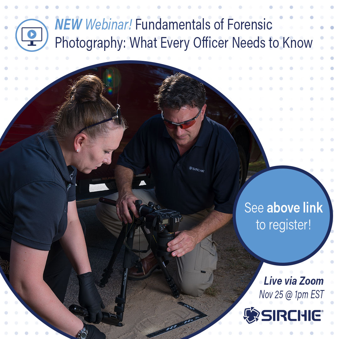You can still register for our “Fundamentals of Forensic Photography” webinar on Tuesday, November 25th @ 1PM EST!  Learn more here: sirchie.com/fundamentals-o…

#forensics #forensictraining #CSI #crimescene #crimescenephotography #training #webinar #publicsafety