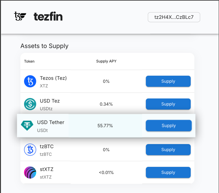 TezFin | Tezos DeFi Lending (tezos.finance) tweet media