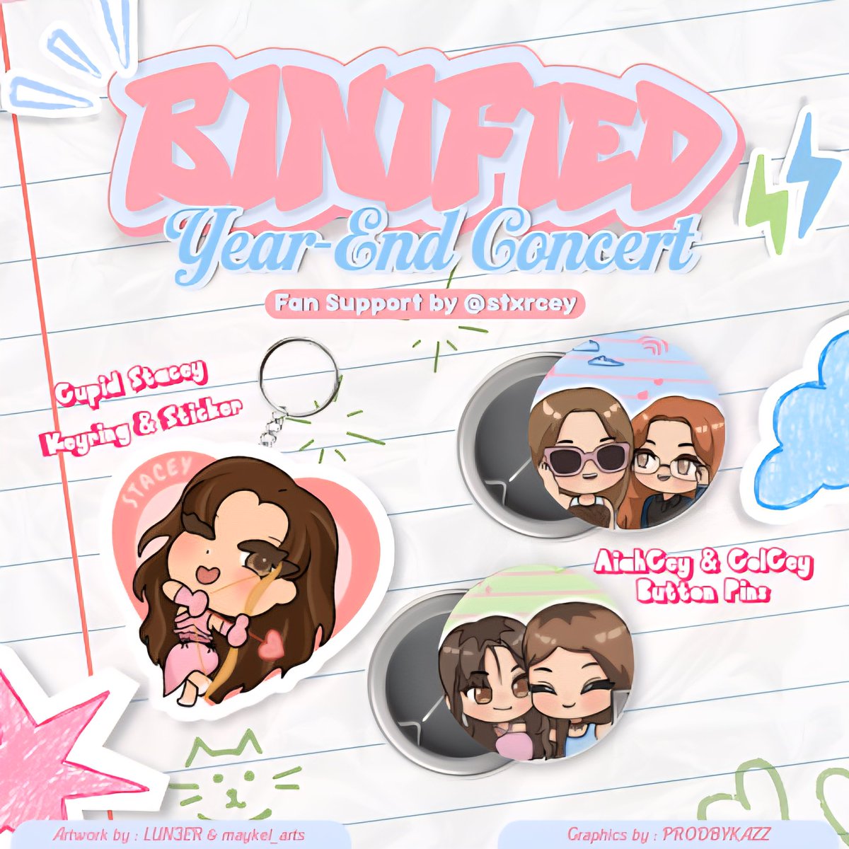 BINIfied Year-End Concert
— Fan Support by <a href="/stxrcey/">k.</a> ᯓ★

Cupid Stacey Keyring &amp; Sticker
AiahCey &amp; ColCey Button Pins

🗓️: November 29, 2025
📍: PH Arena (TBA)

• like &amp; rt
• 1:1 (limited qty)
• random
• open for onsite trades

#BINI #BINIFIED #BINIfiedPHArena
