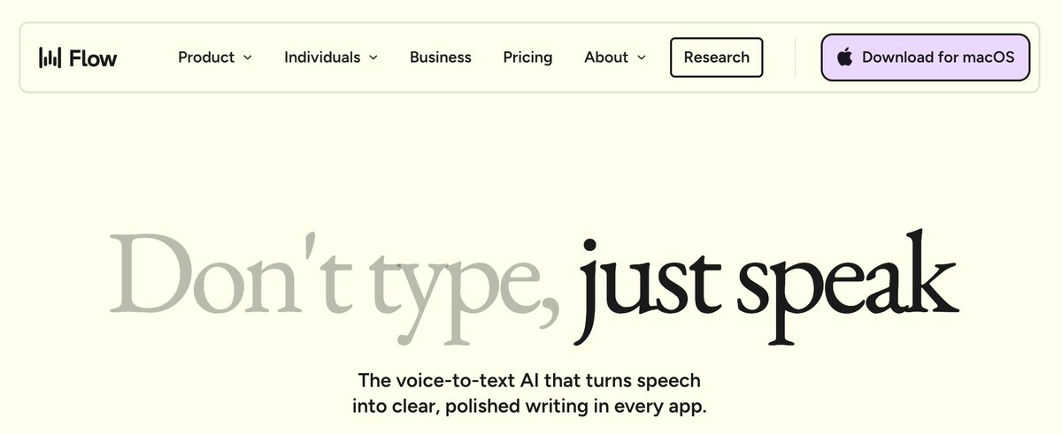 After experimenting with a TON of voice to text tools, <a href="/WisprFlow/">Wispr Flow</a> is by far the MOST impressive! It is somehow...

✅ 10x faster than competitors
✅ incredibly accurate
✅ tags files in Cursor automatically

WisprFlow team has seriously been cooking 🧑‍🍳🙌