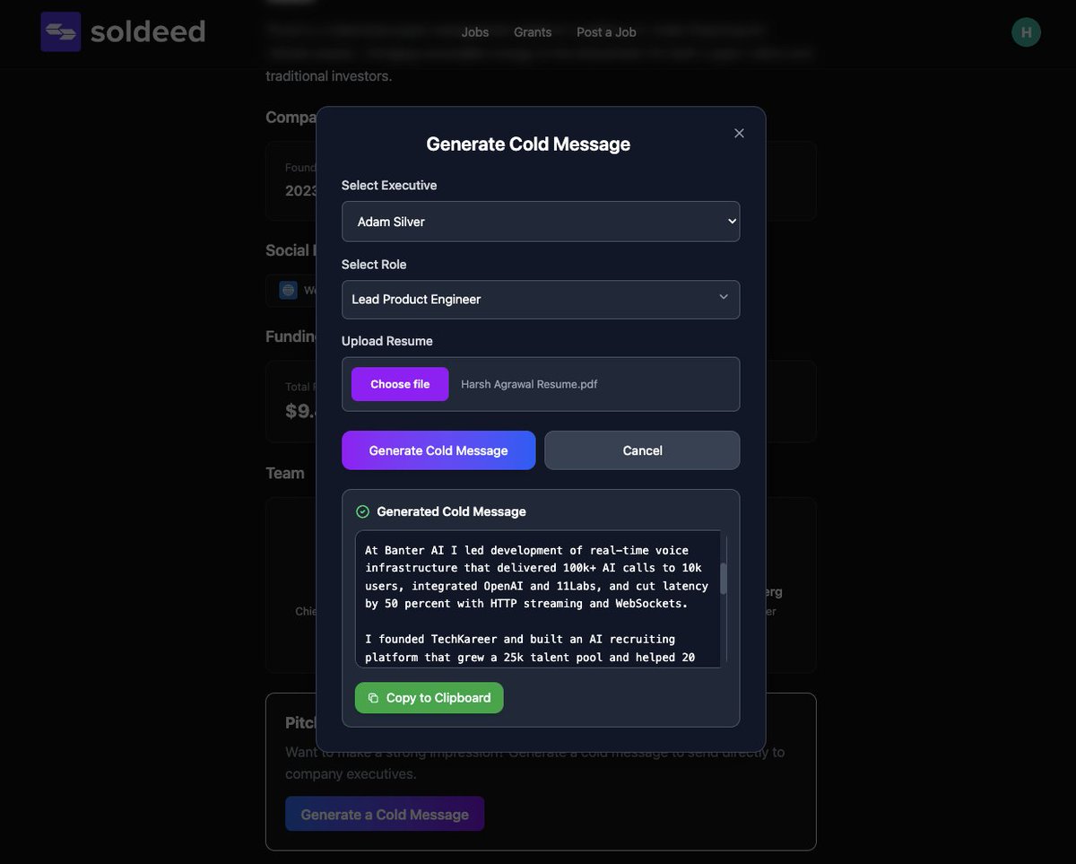 Weekly Update for @Soldeedxyz 🥁

Find even more exciting jobs! 
~1000 more jobs from orgs like 
<a href="/chainlink/">Chainlink</a> <a href="/okx/">OKX</a> <a href="/krakenfx/">Kraken</a> <a href="/coinsph/">Coins.ph</a> 

Find your dream workplace!
Detailed company pages for 500+ orgs

Take response rate to next level!
Cold DM Generator to make reach outs easier