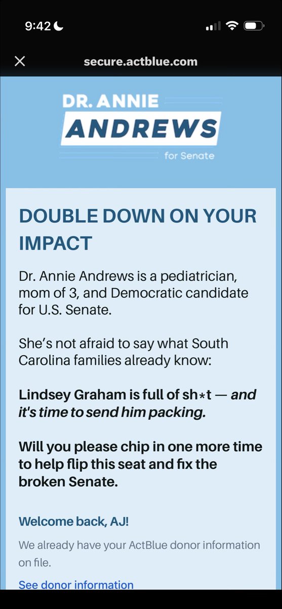 <a href="/AnnieAndrewsMD/">Dr. Annie Andrews</a> As a part time SCarolinian. Done.