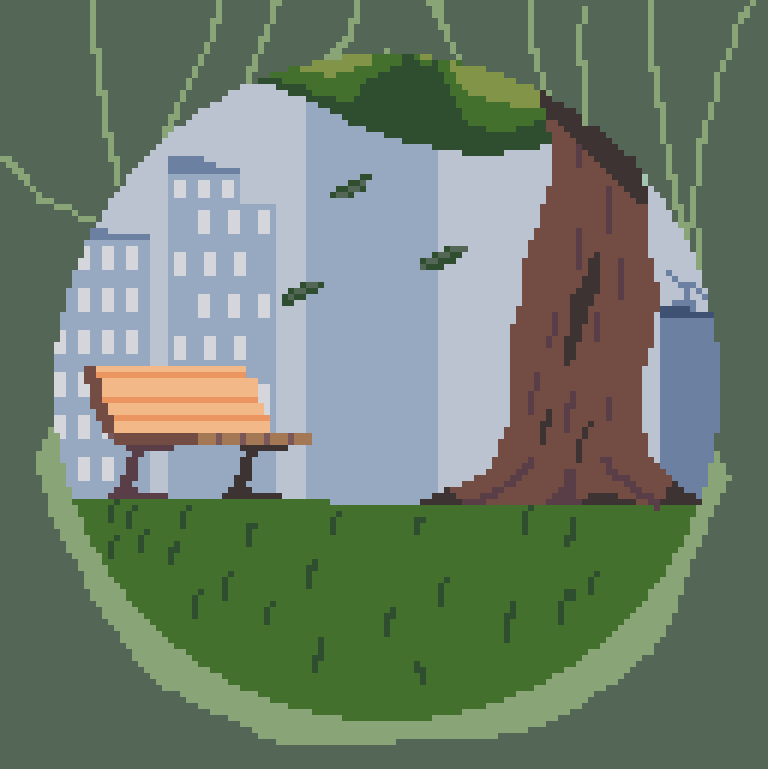 OmegaBl4ck's tweet photo. bench and a tree in a city #fanart #pixelart https://t.co/FDW33EqjC6