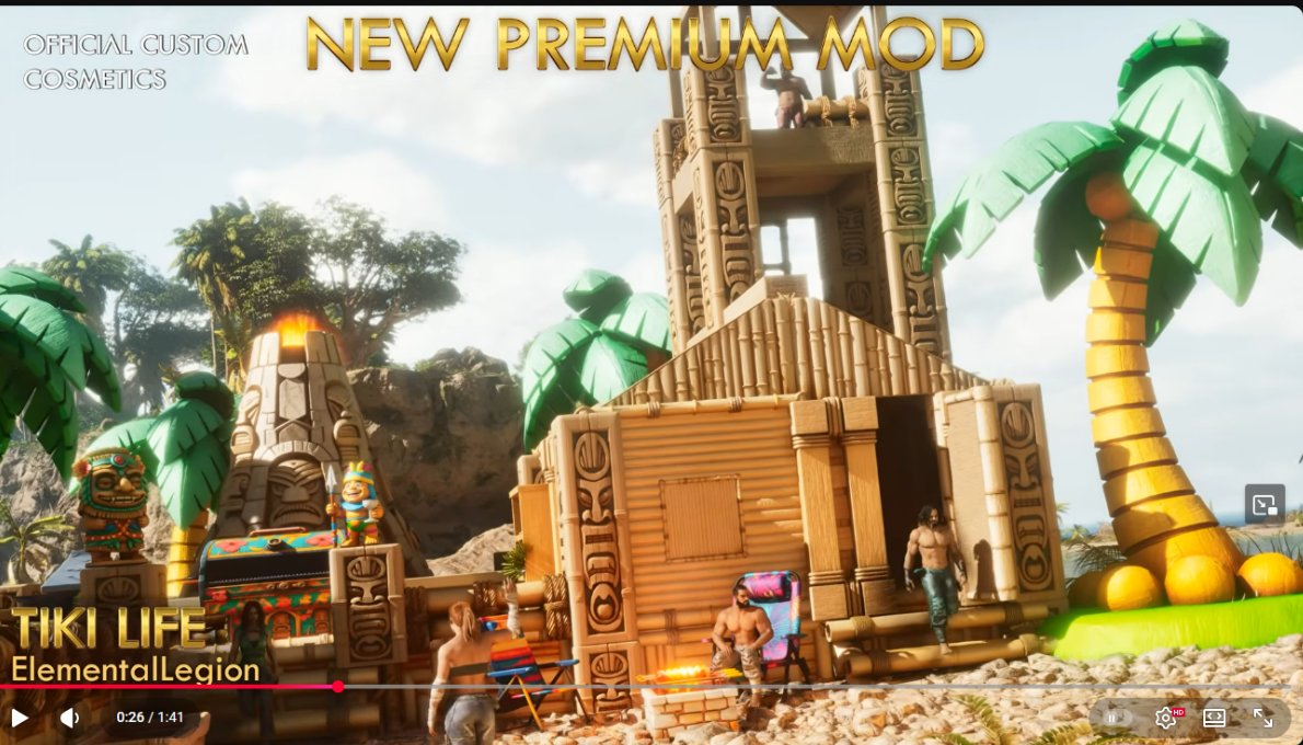 ElementalLegion's tweet photo. Turn your ARK: Survival Ascended world into a tropical paradise! Build tiki huts, summon exotic drinks, and survive with hundreds of vibrant assets—luau-style! 🏝️📷Grab it now on the ARK Mod Store for just $5 bucks! Who's ready to get their tiki on? 
#ARKAscended #PlayARK #TikiLife #ARKModsTransform
@survivetheark