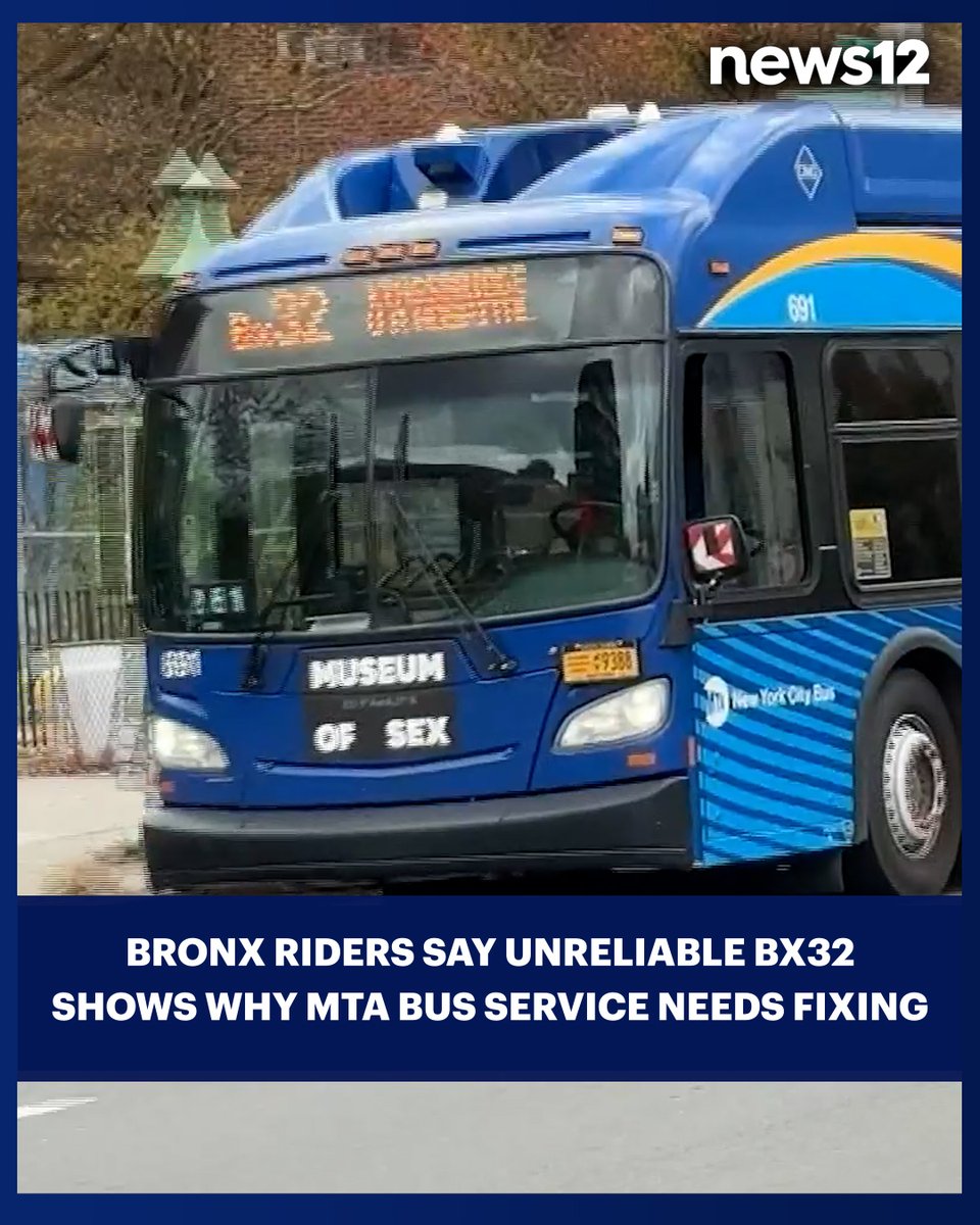 News12BX's tweet image. UNTIMELY BUSES: Millions of New Yorkers ride MTA buses every day, but many Bronx riders say the system is anything but reliable — and the Bx32 is their proof. 

#News12 #TheBronx #BusService #Transportation #MTA #News #LocalNews

bit.ly/4i5jdwW