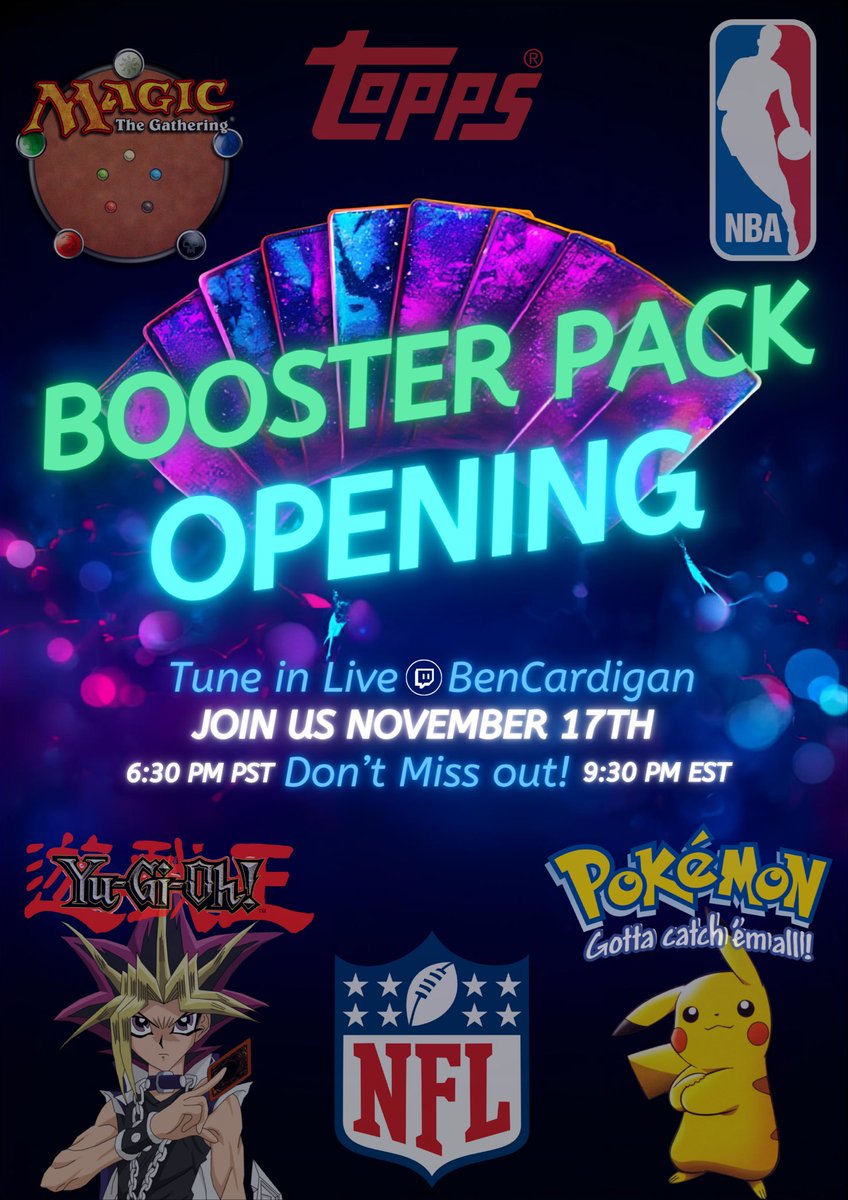 BenCardigan's tweet image. Going live on Twitch and Kick with a “big” card/booster opening right now!!! 

twitch.tv/bencardigan 

#pokemon #yugioh #magic #topps #NBA #NFL