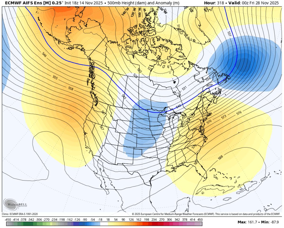ClimateCornerHQ's tweet image. NEW INFO🚨🚨

Our global ensembles are all singing the same tune... Pointing toward a COLD &amp;amp; SNOWY holiday week for the Central U.S. through the Midwest. 

The level of model agreement at this range is remarkably strong, but only time will tell...
#snow #forecast #thanksgiving…