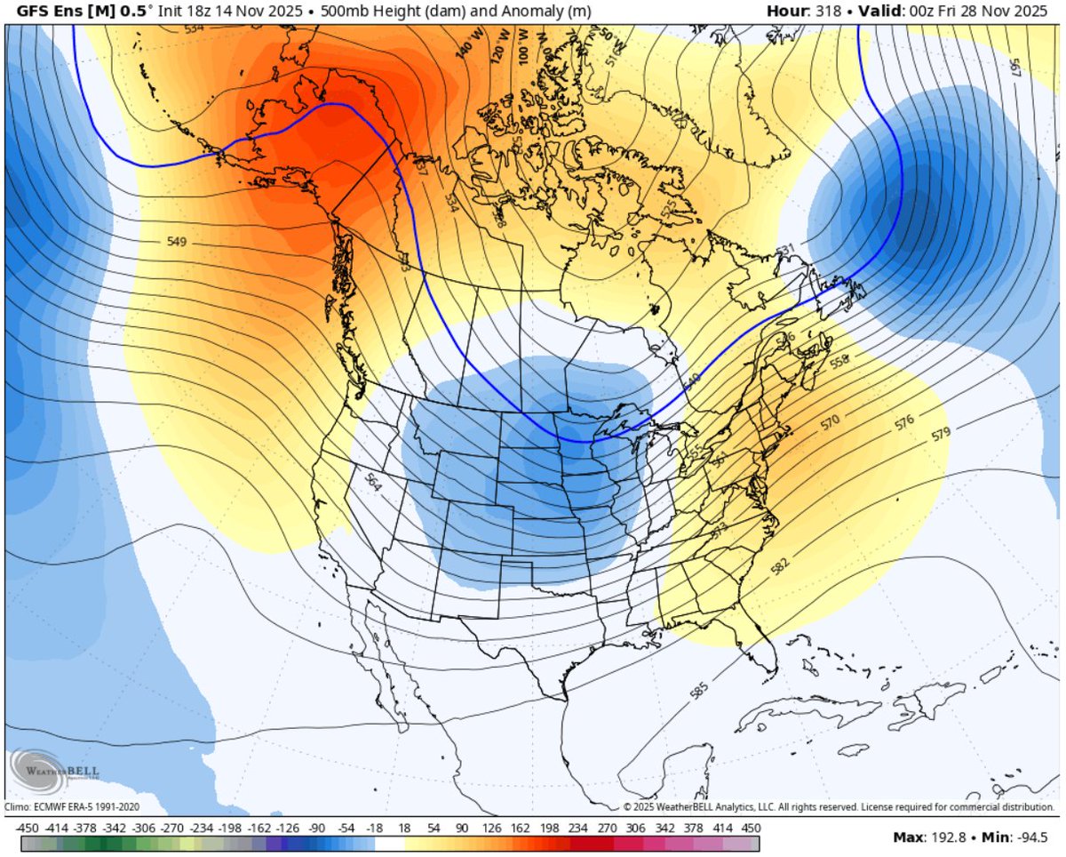 ClimateCornerHQ's tweet image. NEW INFO🚨🚨

Our global ensembles are all singing the same tune... Pointing toward a COLD &amp;amp; SNOWY holiday week for the Central U.S. through the Midwest. 

The level of model agreement at this range is remarkably strong, but only time will tell...
#snow #forecast #thanksgiving…