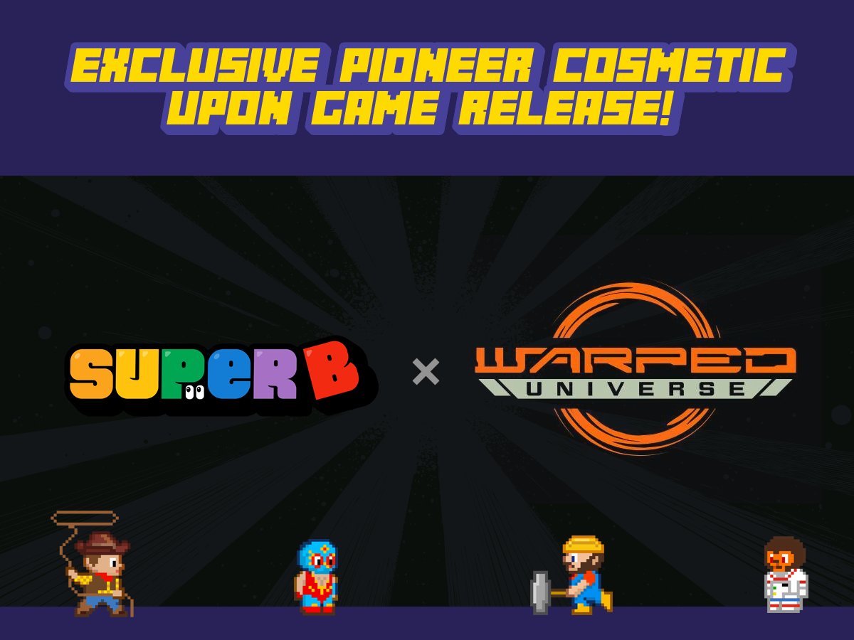 super_b_io's tweet image. To celebrate the launch of Warped Universe, we’re giving Super-B users this minting opportunity! 

Super-B x Warped Universe
🎨 5,555 unique PFPs minting Nov 20, 2025 on  @tradeportxyz   
💰 $50 in-game currency $KOJU ✨ 
Exclusive Pioneer cosmetic upon game release  

✅ Retweet…