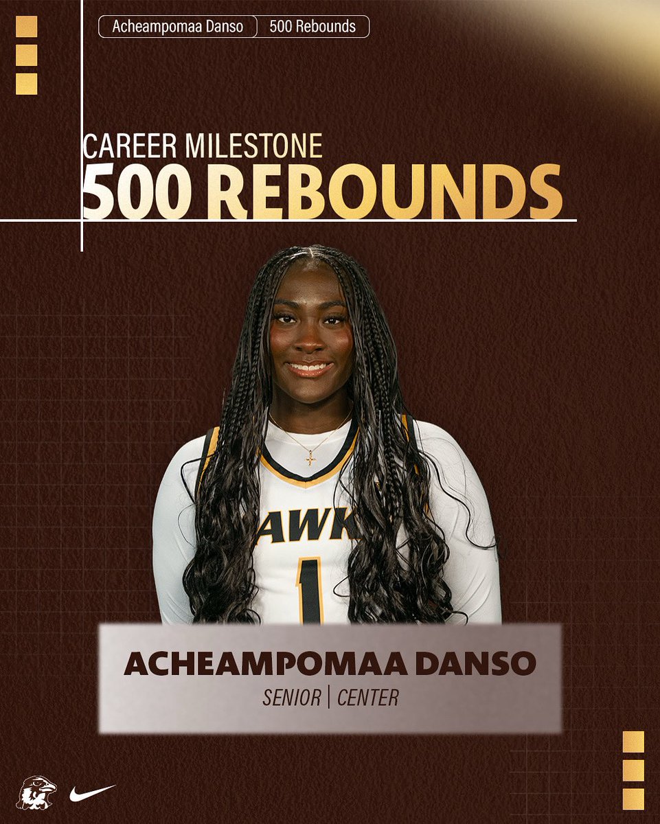 Milestone alert! 💥
Acheampomaa Danso reaches 500 career rebounds!

#HawksSoarHigher