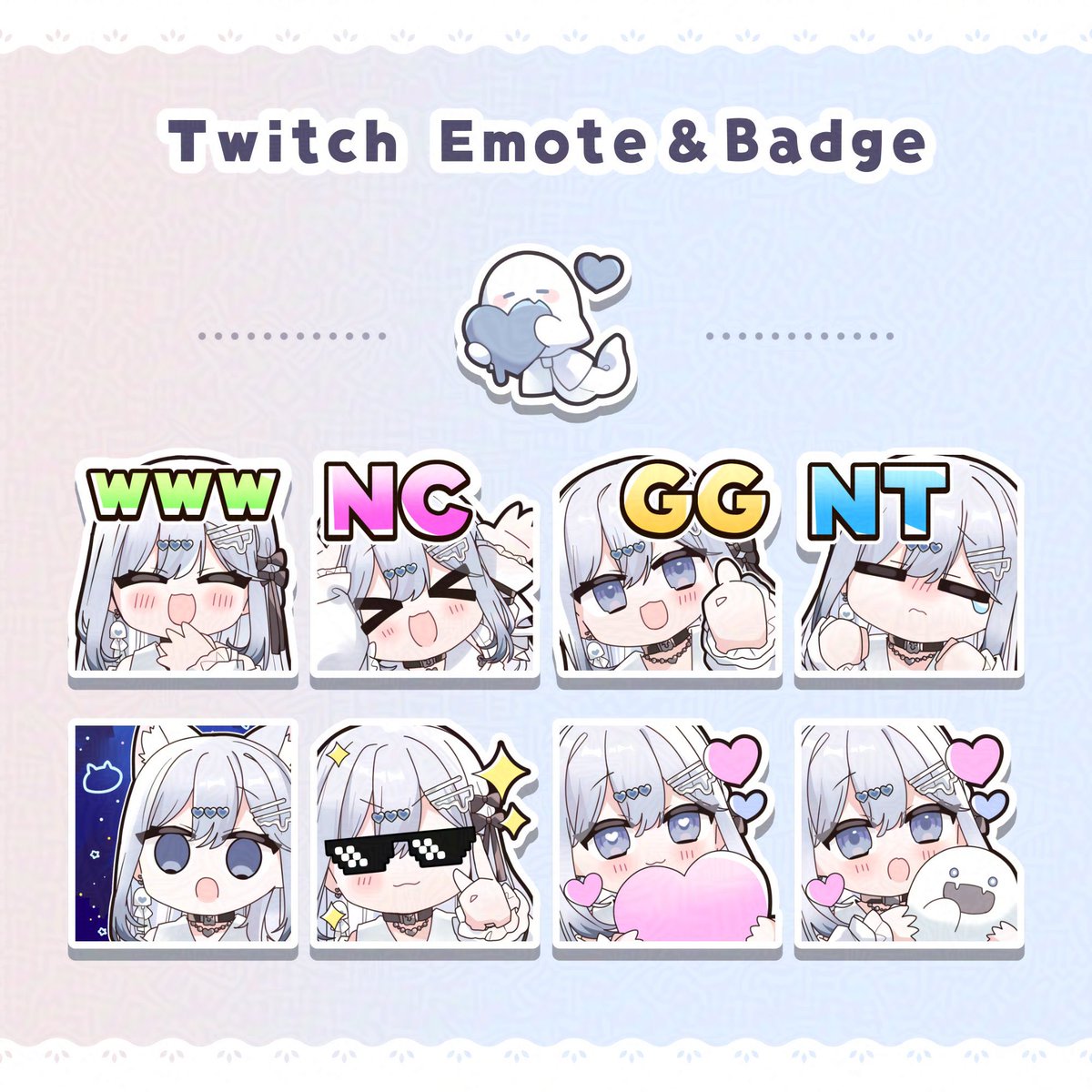 ꨄ⑅ New Stamp ⑅ꨄ

(#iran_stn)様にサブスク用スタンプ＆バッチを描いて頂きました,,>᎑<,,
たくさん使ってもらえたら嬉しいです👻️🩵