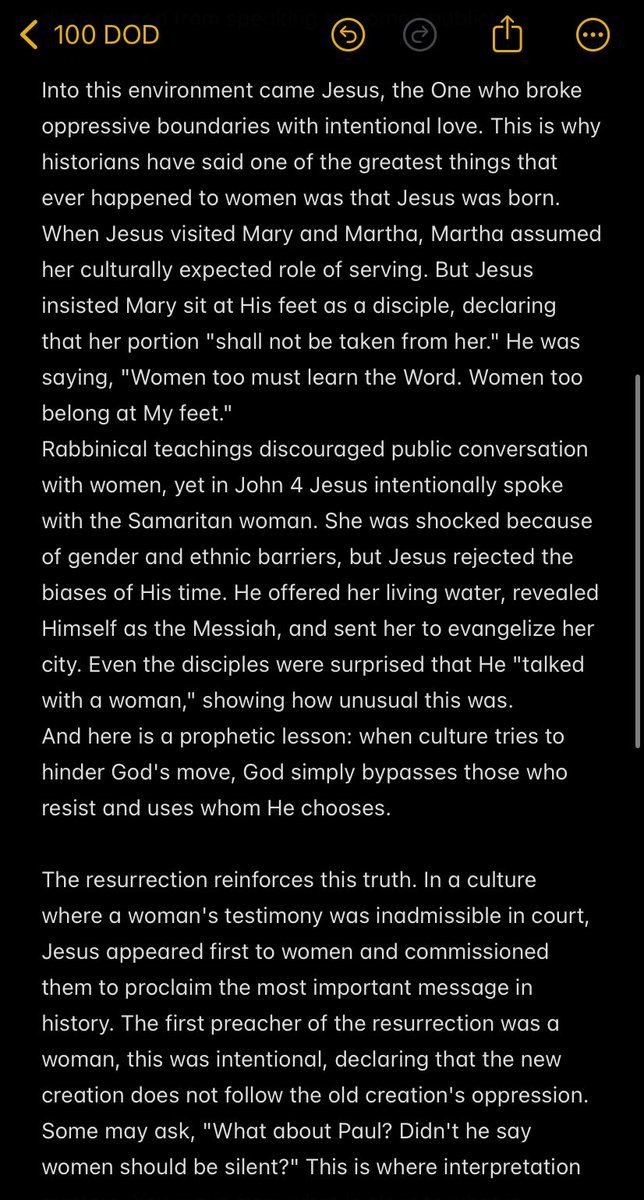 Modupeoluwa_D's tweet photo. #100DOD day 95…
When we read Scripture without cultural filters, we see something profound, Jesus' treatment of women was radically countercultural, dignifying, empowering, and redemptive📌
.
.
.
#100DODNOTES 
#streaking https://t.co/5HHnaTTfBI