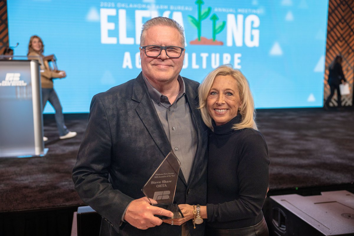 The Oklahoma Farm Bureau convention honored grassroots members advancing agriculture across our state and beyond.

During last Saturday’s awards dinner at the Omni OKC, Oklahoma News Report’s Steve Shaw was named 2025 Journalist of the Year!

Well deserved, Steve!