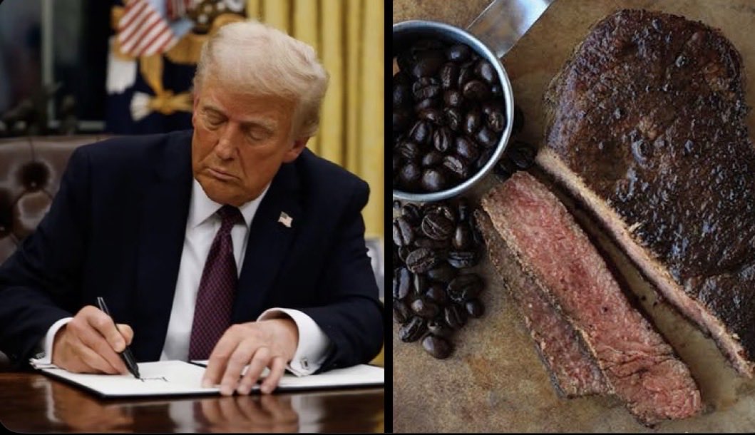 LoQueTeAfecta's tweet photo. 🚨 LO QUE TE AFECTA | ÚLTIMA HORA

El presidente Trump acaba de firmar una orden ejecutiva para BAJAR los precios del café, la carne de res y las frutas tropicales.

La medida elimina los aranceles sobre esos productos, buscando reducir costos para los consumidores. https://t.co/qYStMzvSd5