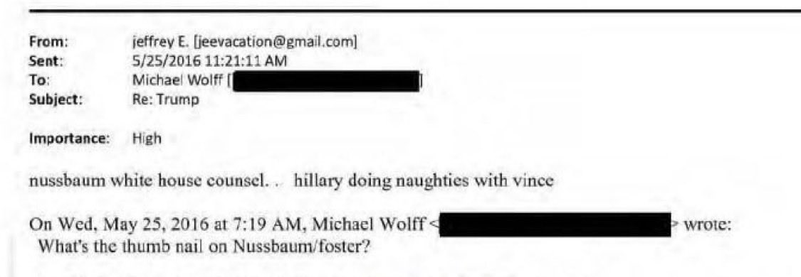 BREAKING: Jeffrey Epstein claimed that Hillary Clinton had a s-xual relationship with former attorney and White House counsel Vince Foster before he committed su-cide in 1993.