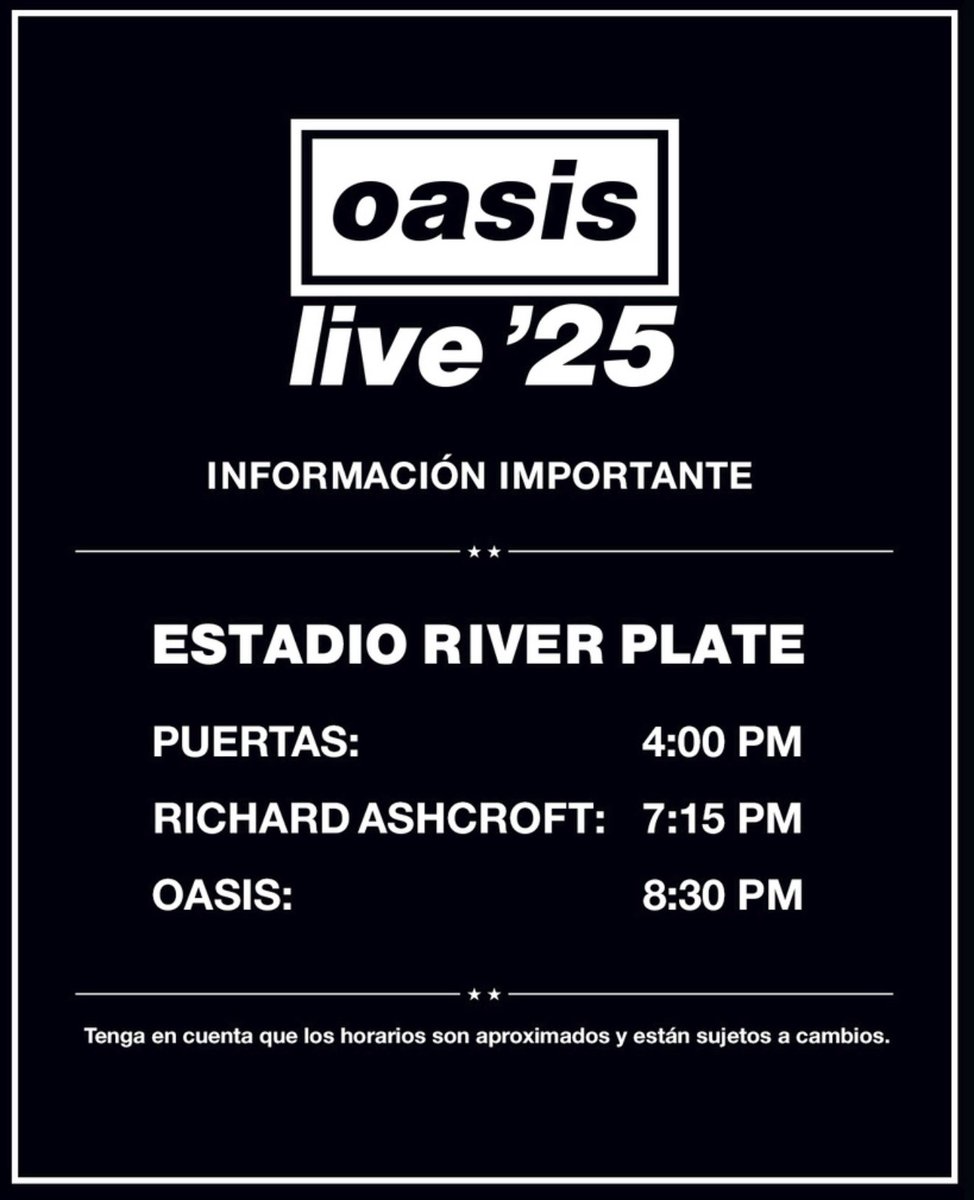 oasis's tweet image. Important information 🇦🇷 #oasislive25