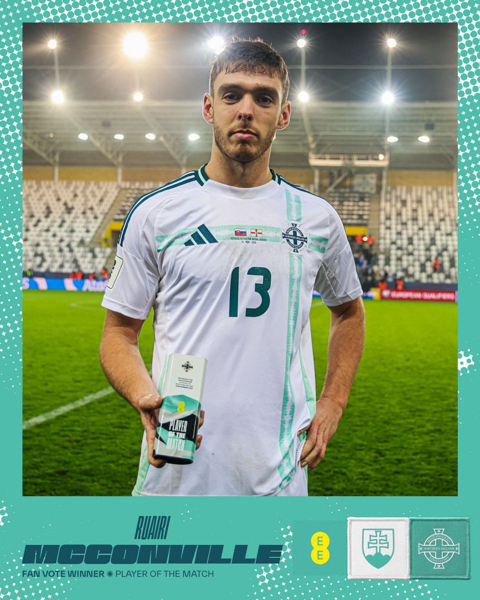 NorthernIreland's tweet image. Your @ee Player of the Match is Ruairi McConville 💚🤍 Well played Ruairi 👏 #GAWA