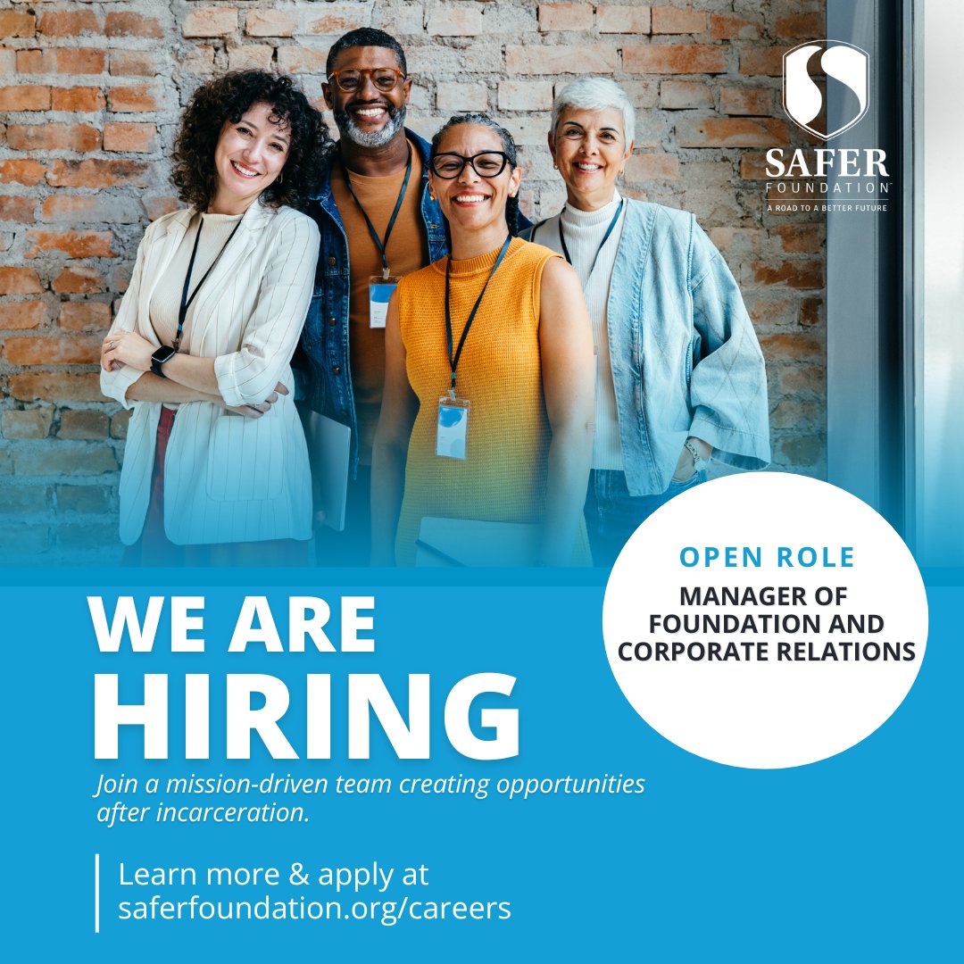Be part of the work that creates second chances. Safer Foundation is hiring a Manager of Foundation &amp; Corporate Relations to help grow the partnerships that power our reentry programs.
🔹 Remote
🔹 Full Time
🔹 Salary: $62,500
Apply now: ow.ly/CXoQ50XrPhp
