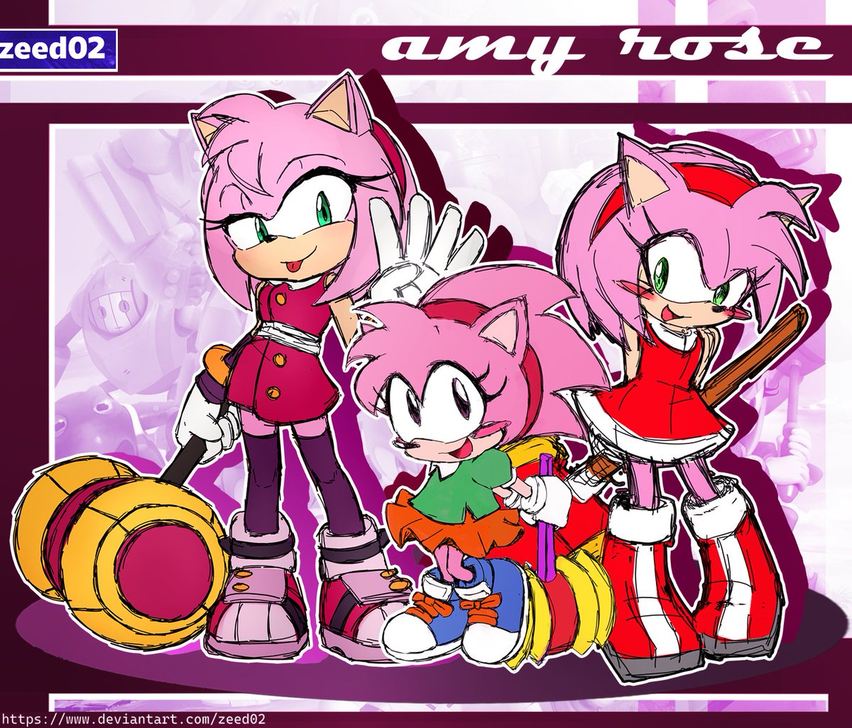 Amy Rose 🦔🦔🦔Casica, Modern and Boom 🤍🩷❤️ #amy_rose #amyrose #Boom #hedgehog  #digitalart  #Generations  #SonicTheHedgehog