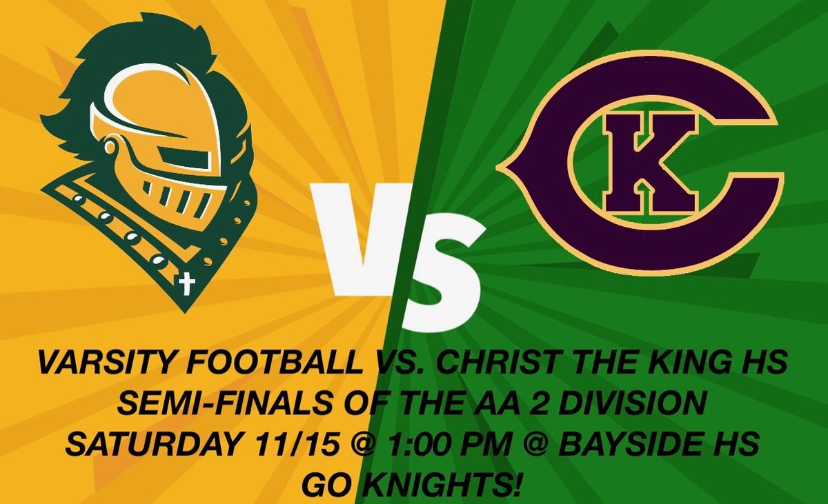 Please come out and support the Varsity as they try to make it to the Finals. Good luck to the Varsity and GO KNIGHTS!