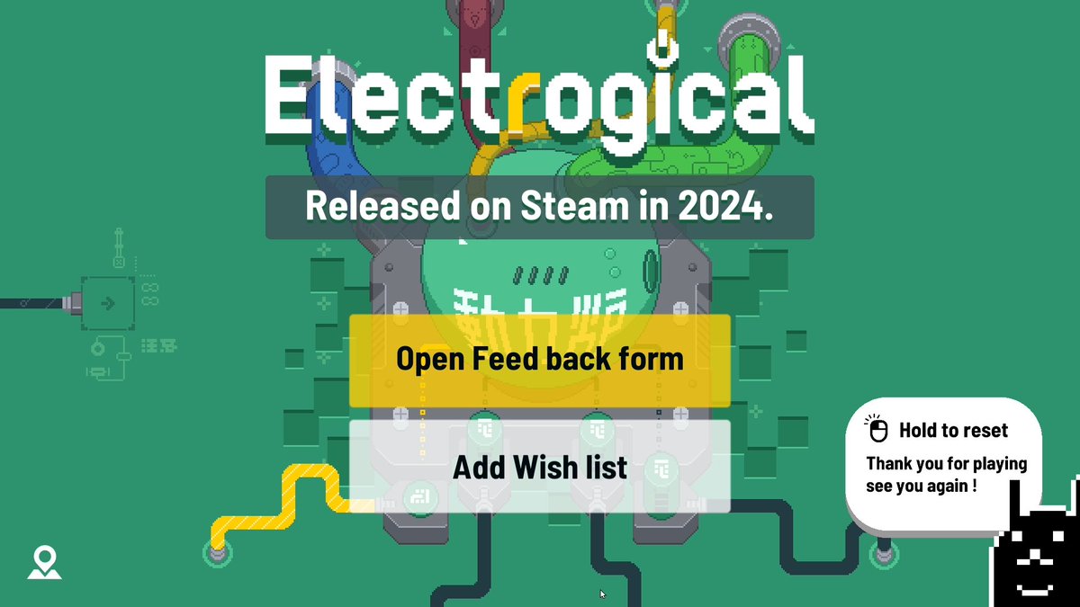 kara_age_udon's tweet photo. 「Electrogical」Demo版をプレイ
回路にピースをはめて適正な電力を通電させるパズルゲーム。クリアすると「超電導生命体neko」なるキャラが回路を疾走する様がかわいくて爽快。
スコアアタック的なやり込み要素もあり。
#Electrogical
■Steamページ
https://t.co/5zJojzDsZy https://t.co/QhujJsPTCC