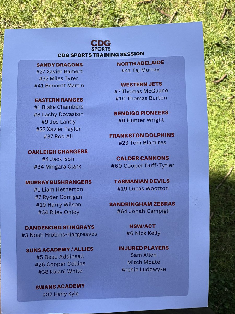 Adem Yze and Steven King keeping a close eye on today’s CDG draft training session. 

Prospect Cooper Duff-Tytler is in full flight alongside a raft of other young stars. 

The Tiges currently hold picks 3 and 4, while the dees currently hold picks 7 and 8. 👀 

<a href="/FootyonNine/">Footy on Nine</a>