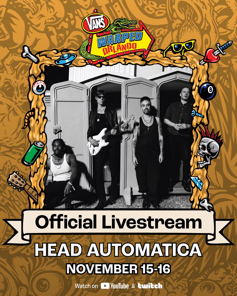 WARPED TOUR TOMORROW
We play early, looking forward to seeing you all at the Ghost Stage.
For those at home, WT is live streaming on YouTube and Twitch.

#warpedtour #headautomatica #orlando