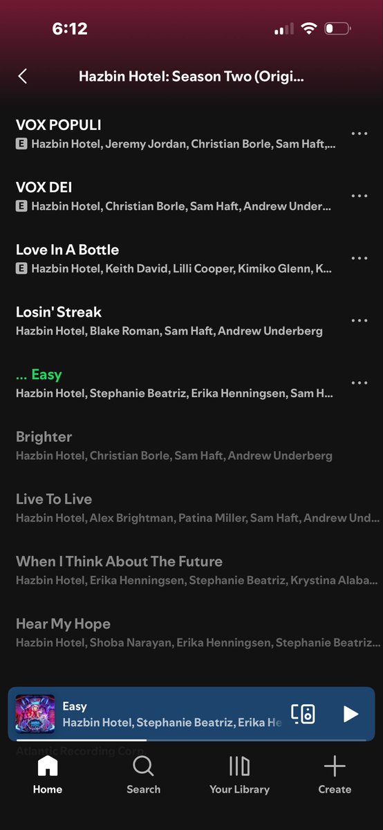 KBeanz19's tweet photo. Final four Hazbin song titles are up on Spotify! #HazbinHotel #Spoilers https://t.co/rEhKcCC5FJ