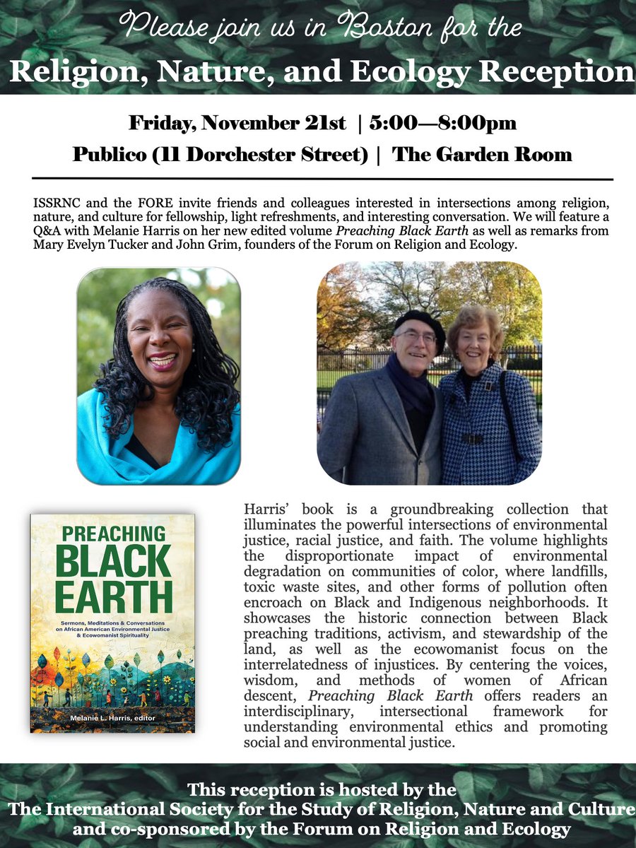 seanmhannan's tweet image. Folks going to #aarsbl25 #sblaar25 next week should consider checking out the Religion, Nature, &amp;amp; Ecology Reception, set to take place Friday, Nov. 21, 5-8 pm at Publico (11 Dorchester Street)! 
@AARWeb