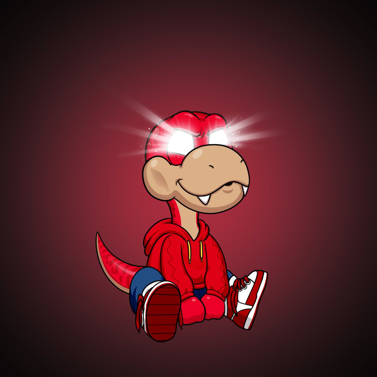 I think we’re done rolling #DinoFam, new art air drop, soon! 

Red-Rex with Light Within eyes 🤩

#VibeJurassic ❤️🦖👶🏽👩🏼‍🍼