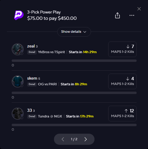🚨PrizePicks Dota Esports Slip
1U

Please, can the odds mean something, I beg.

❤️if tailing
