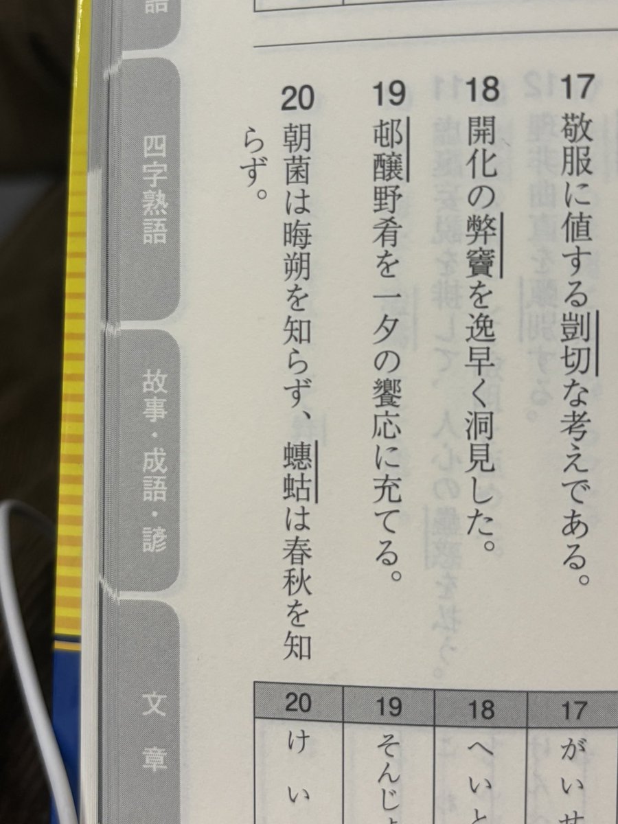 kumogakurechan's tweet image. 「朝菌は晦朔を知らず」は準1級の頻出問題だけど、その続きが1級で出てくるという激アツ伏線回収。
#漢検