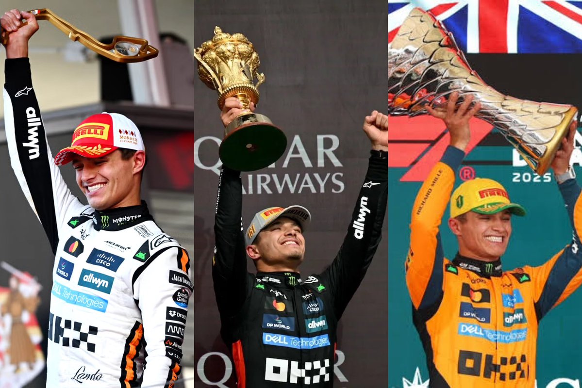 purplelando's tweet image. lando norris is now just the 5th driver in F1 history to win at monaco, silverstone, and interlagos in the same season! he’s the first mclaren driver to do so in 40 years 🧡

niki lauda - 1977
alain prost - 1985
lewis hamilton - 2016
max verstappen - 2023
lando norris - 2025 🙌🏼