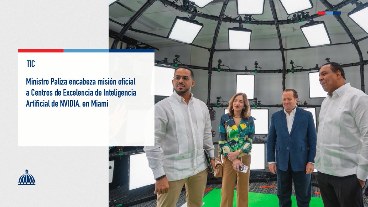 Comunicaciondo's tweet image. El ministro de la Presidencia, @JosePaliza, encabezó una visita oficial a dos Centros de Excelencia de Inteligencia Artificial (IA) de NVIDIA, en la ciudad de Miami.

📲 Más información, aquí: presidencia.gob.do/noticias/minis…

#TIC #ComunicacionesDO