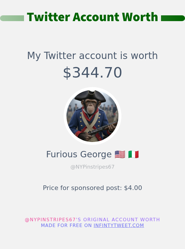 My Twitter worth is: $344.70

➡️ infintytweet.me/account-worth