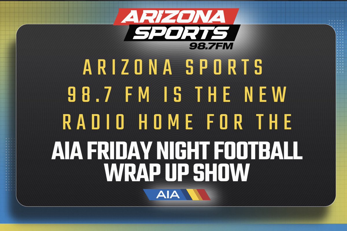 📻: AIA 🏈 Wrap Up Show ⁦<a href="/AZSports/">Arizona Sports</a>⁩
⏰: 9:30-11:30
🎤: The crew will announce the 6A quarterfinal matchups if the scores come in on time.
Reporters-games: ⁦<a href="/AZPreps365Andy/">Andy Morales</a>⁩ Pusch Ridge-Florence; ⁦<a href="/JavierJMorales/">Javier Morales</a>⁩ Desert View-Mt. Pointe; ⁦…
