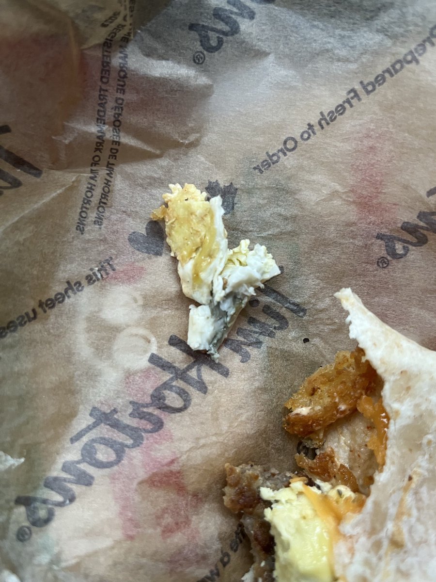 jaredmortensen1's tweet photo. @TimHortons sweet eggs in the wrap. How is something like that even happening or allowed to be served? https://t.co/dy3HtlaOfs