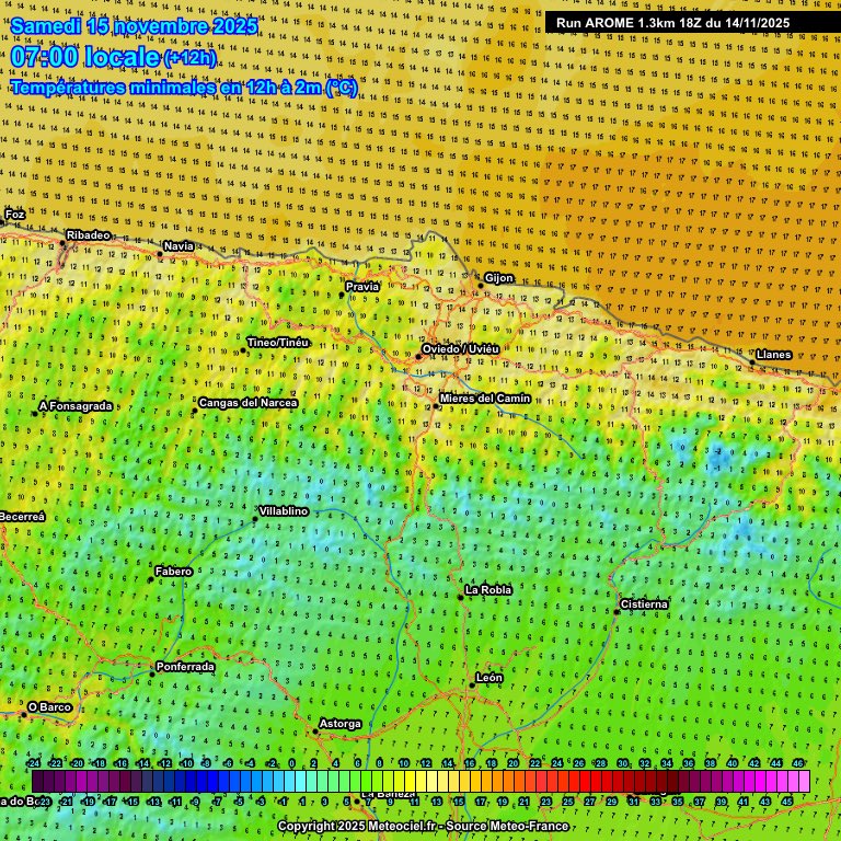 Sábado, 15/11/2025:
Cielo nuboso con predominio de nubes medias y altas. En general más nubosidad por la mañana y menos con apertura de algunos claros por la tarde. Viento del Sur flojo a moderado.

#Gijón
🌡️20ºC/14ºC
Mañana☁️🌥️15ºC
Mediodía⛅️⛅️20ºC
Tarde⛅️19ºC
Noche⛅️16ºC