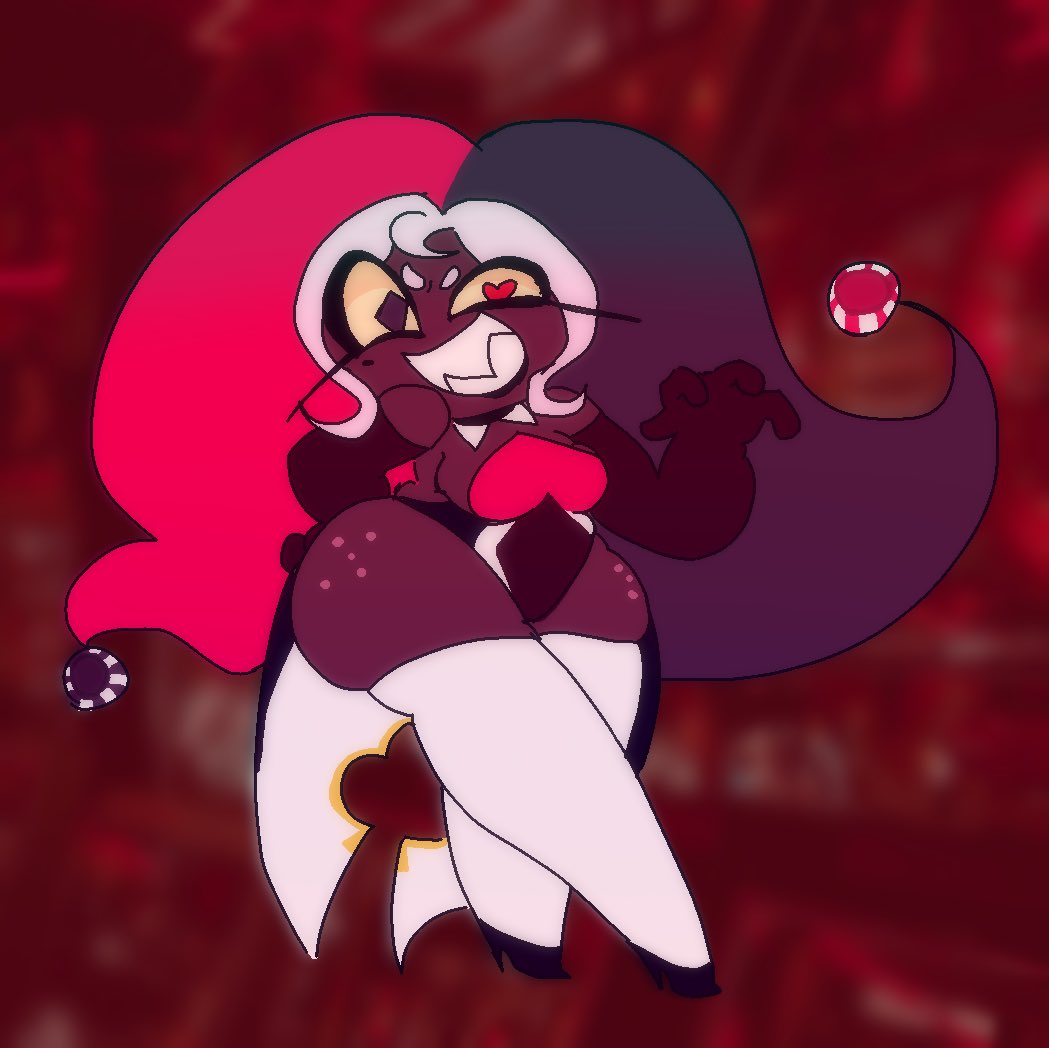 micfourcass's tweet image. couldn’t stop listening to losing streak and love in a bottle so I made an evil ass casino jester woman