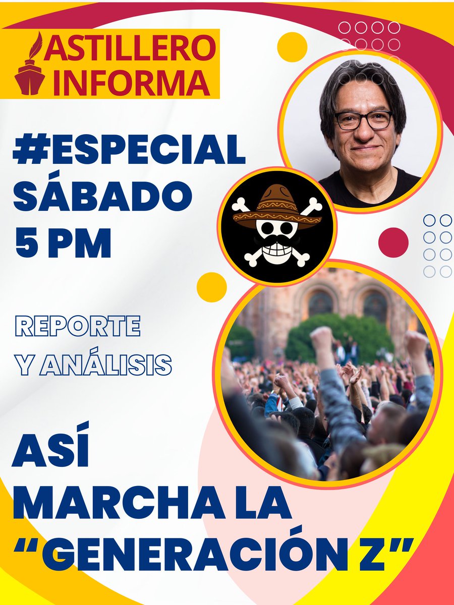 julioastillero's tweet image. 🔴¡Atención comunidad Astillero!

Este sábado 15 de noviembre, tendremos programa especial sobre la marcha de la autollamada "Generación Z".

🎥 Reporte, análisis y contexto para saber qué se está moviendo realmente.

🕔5:00 pm
Canal Astillero: buff.ly/Jzl6Z7N