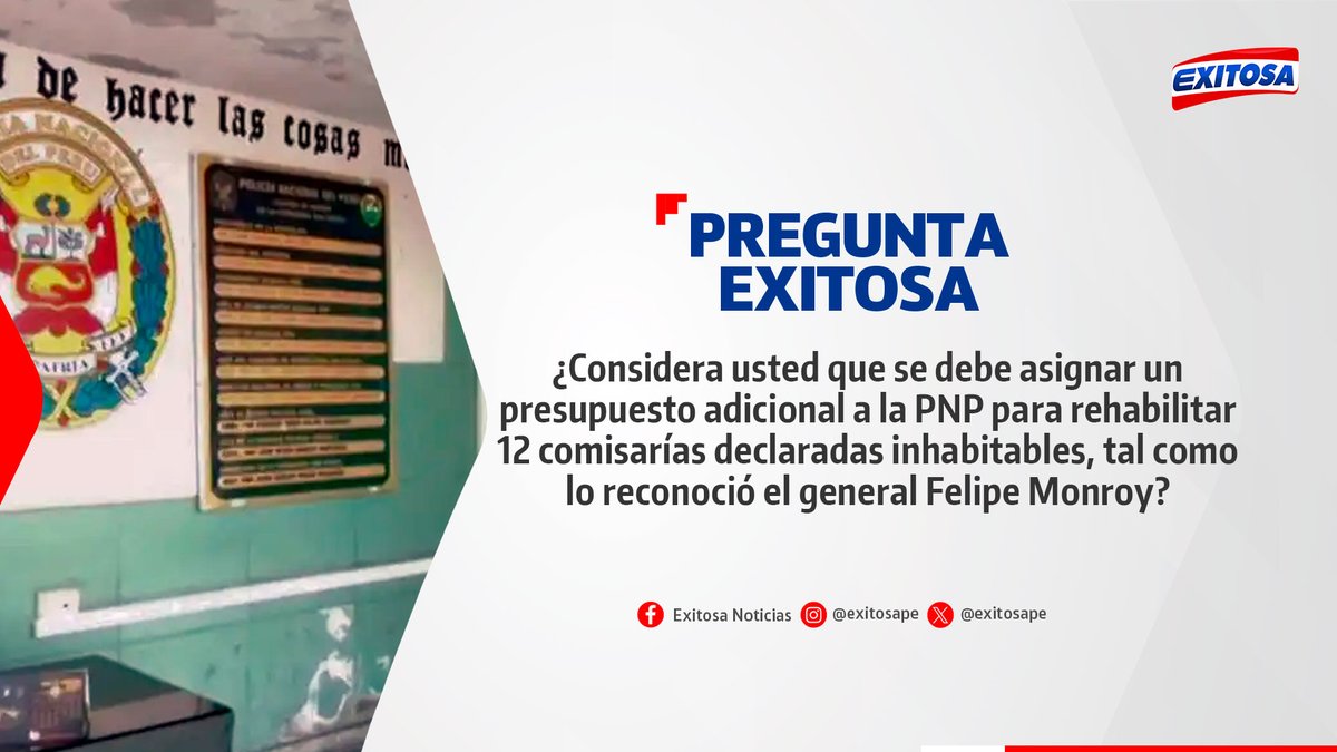 exitosape's tweet image. 🔴🔵 ¡Participa en la #PreguntaExitosa! 🚨📢

¿Considera usted que se debe asignar un presupuesto adicional a la PNP para rehabilitar 12 comisarías declaradas inhabitables, como lo reconoció el general Felipe Monroy?

🌐 Más información: exitosanoticias.pe